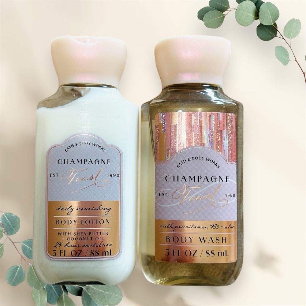 New Champagne Toast, Cream and Body Wash, Bath and Body Works, Travel size 3oz